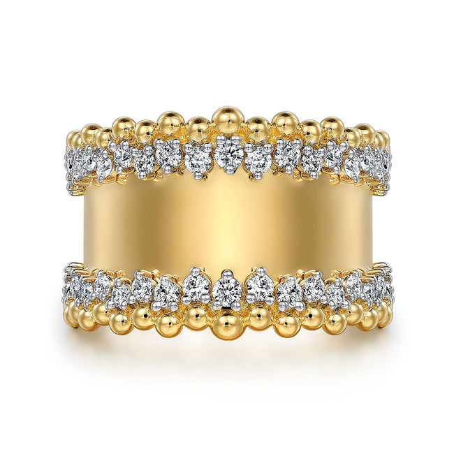 14K Yellow Gold Bujukan Diamond Wide Band Ring