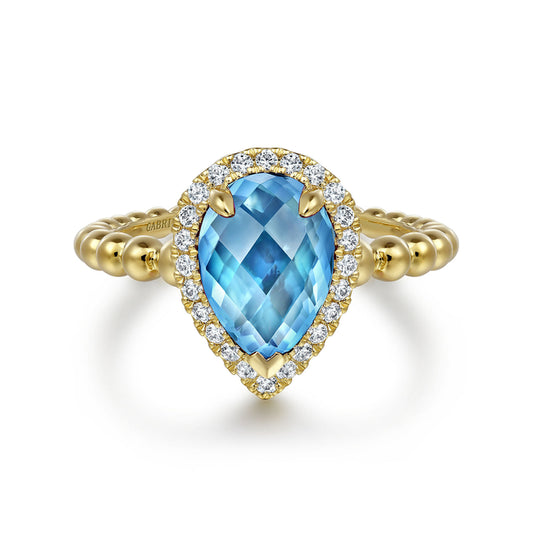 14K Yellow Gold Diamond and Amethyst Ladies Ring