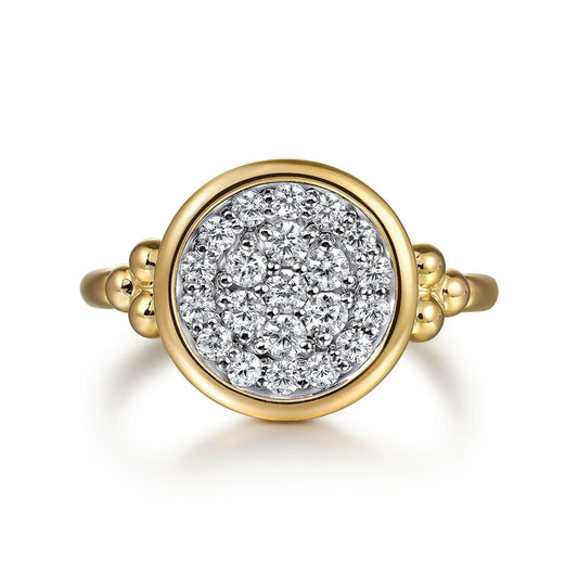 14K White and Yellow Gold Diamond Pavé Bujukan Ladies Ring