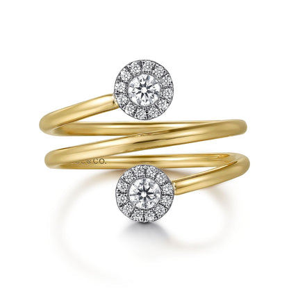 14K White and Yellow Gold Diamond Wrap Ladies Ring