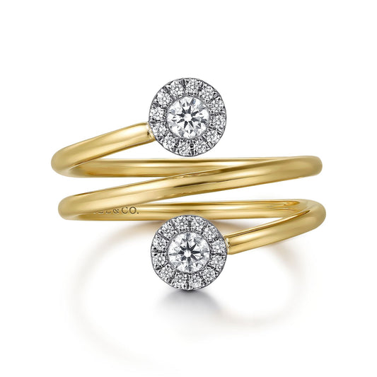 14K White and Yellow Gold Diamond Wrap Ladies Ring