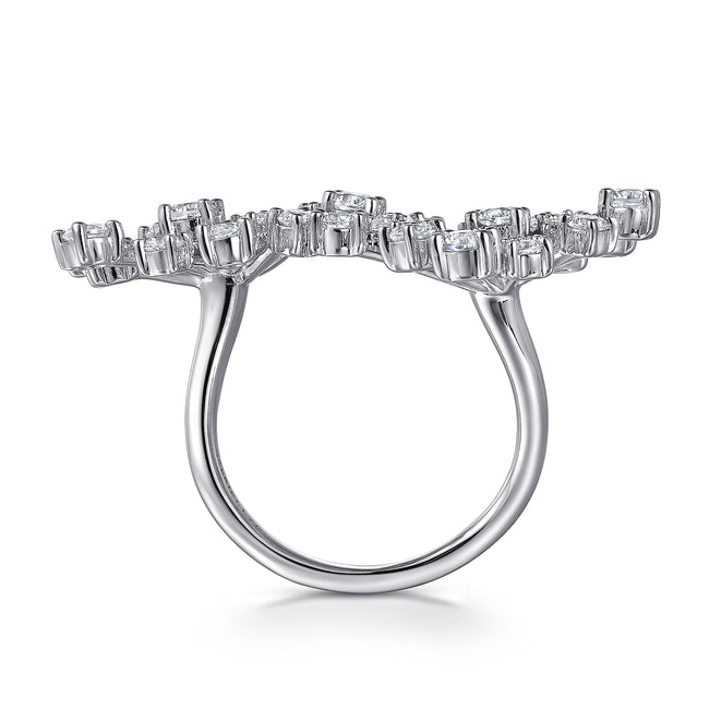 18K White Gold Diamond Floral Open Ladies Ring