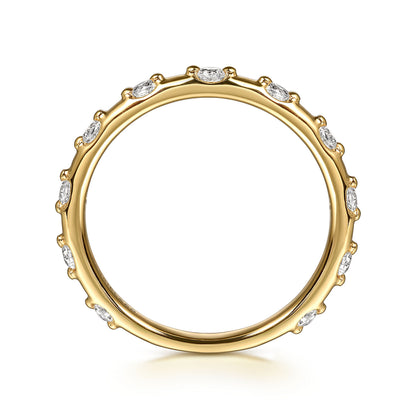 14K Yellow Gold Diamond Station Stackable Ring