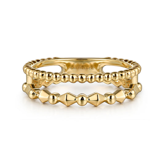 14K Yellow Plain Gold Bujukan Pyramid Easy Stackable Ring