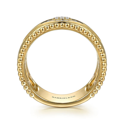 14K Yellow Gold Bujukan Diamond Wide Band Ring