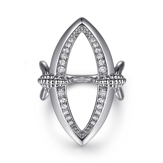 925 Sterling Silver Bujukan and White Sapphire Marquise Ladies Ring
