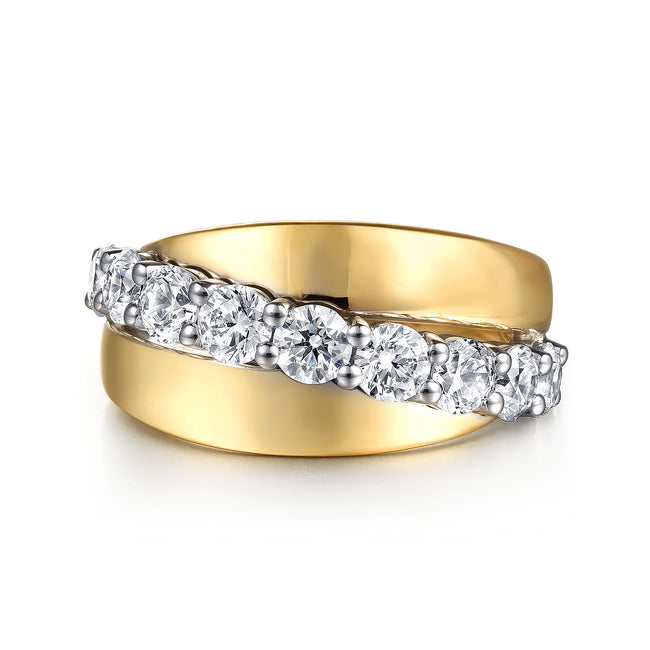 18K White & Yellow Gold Diamond Twist Ring