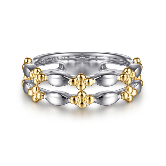14K Yellow Gold & 925 Sterling Silver Bujukan Easy Stackable Ring