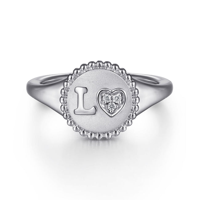 925 Sterling Silver Diamond Bujukan LOVE Medallion Ladies Ring