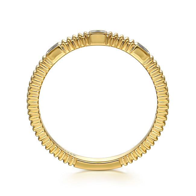 14K Yellow Gold Diamond Cut Stackable Ring
