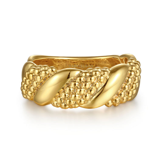 14K Yellow Plain Gold Bujukan Twisted Ring