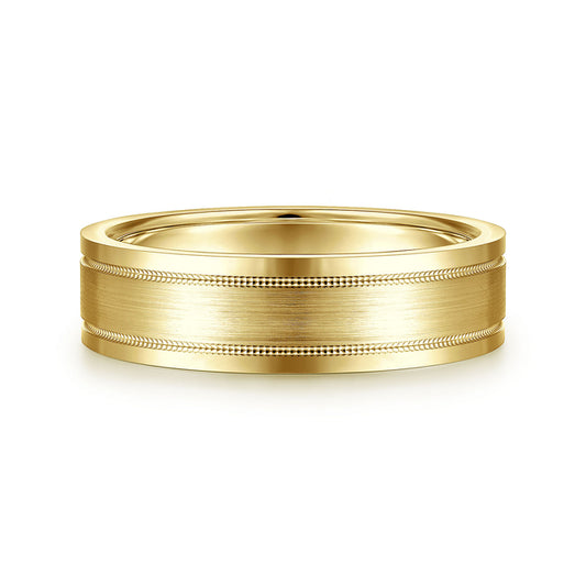14K Yellow Gold 6mm - Men's Wedding Band in Satin Finish