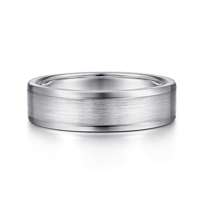 14K White Gold 6mm - Men's Wedding Band in Satin Finish