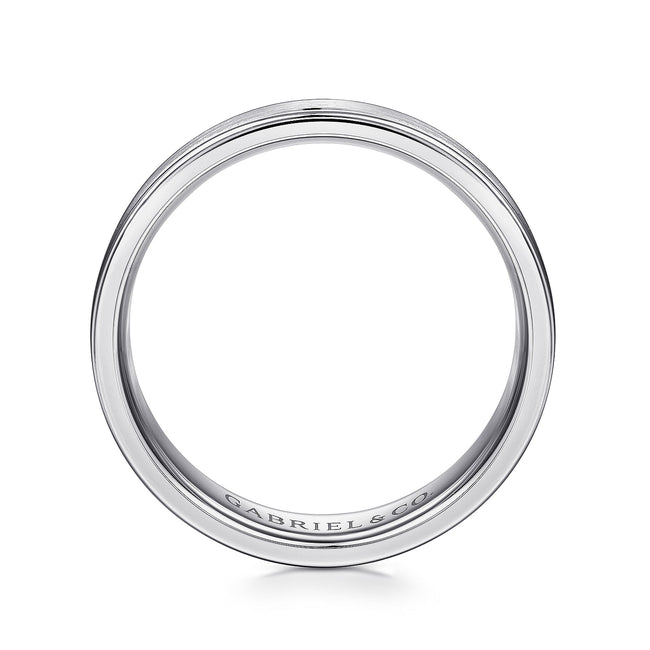 14K White Gold 6mm - Men's Wedding Band in Satin Finish