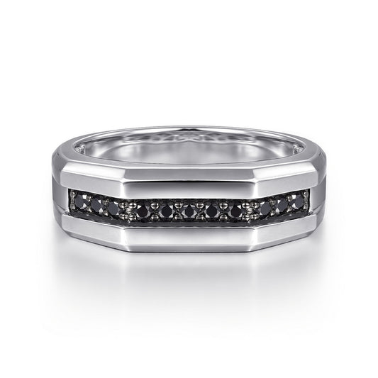 925 Sterling Silver and Black Spinel Men's Band