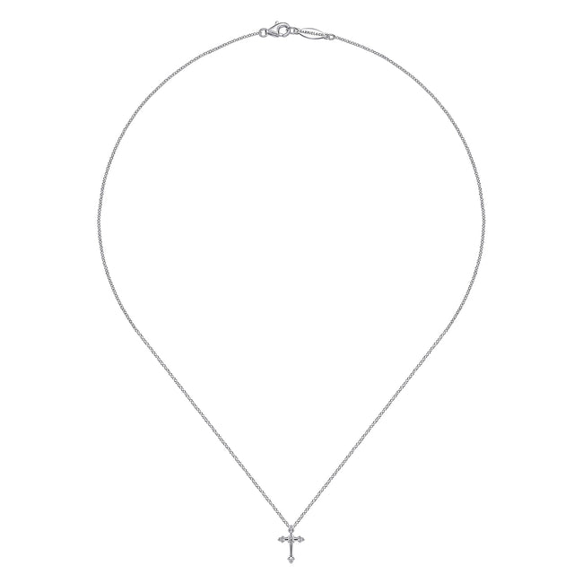 925 Sterling Silver Diamond Cross Pendant Necklace