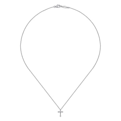 925 Sterling Silver Diamond Cross Pendant Necklace