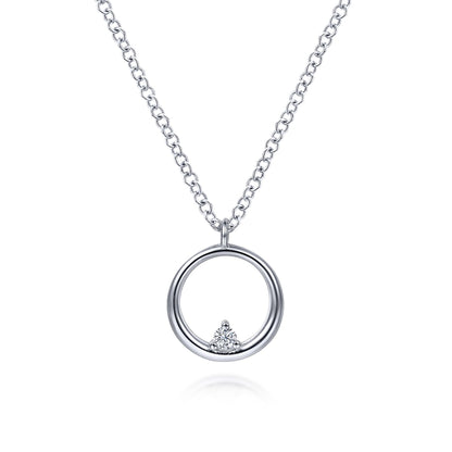 925 Sterling Silver Diamond Circle Pendant Necklace