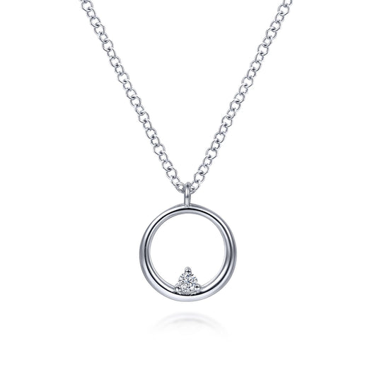 925 Sterling Silver Diamond Circle Pendant Necklace