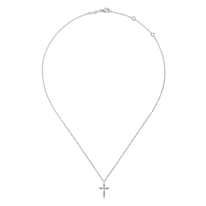 925 Sterling Silver Diamond Cross Pendant Necklace