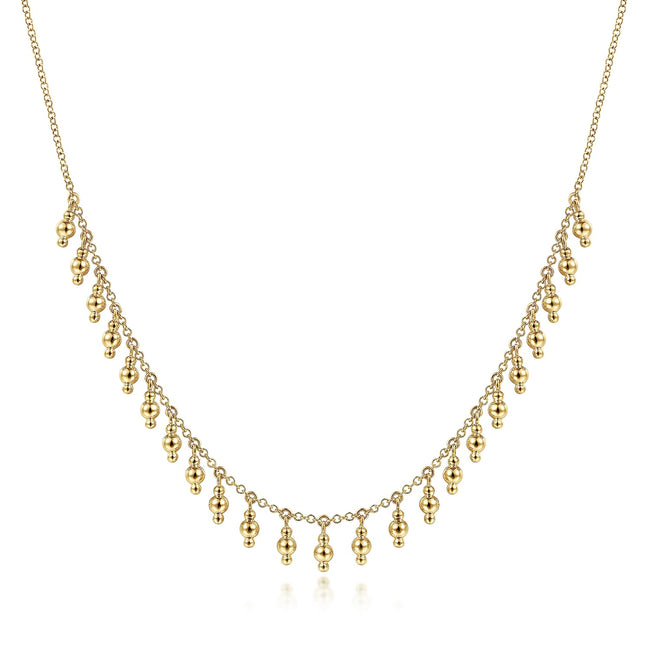 14K Yellow Gold Bujukan Bead Station Necklace