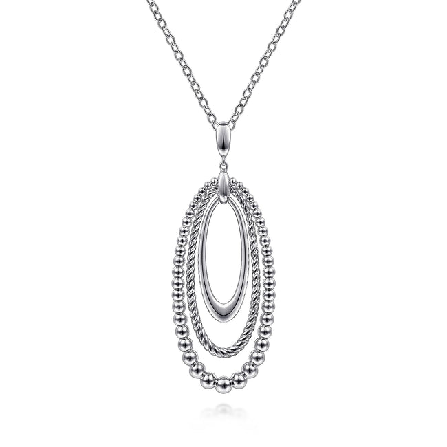 925 Sterling Silver Bujukan and Rope Circle Pendant Necklace