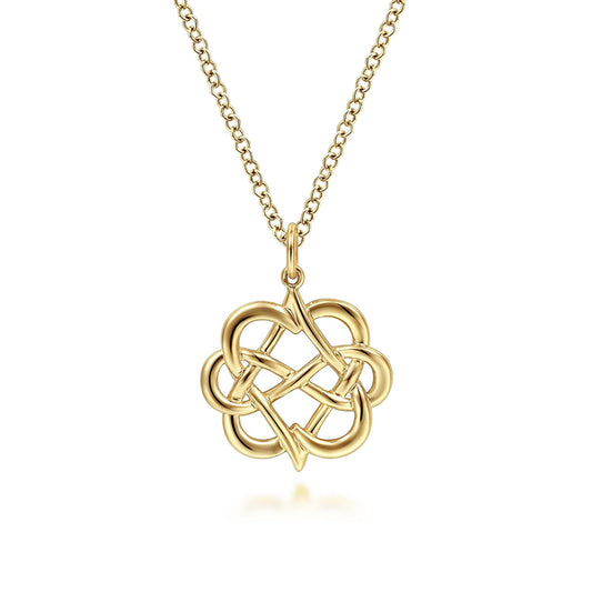 14K Yellow Gold Interwoven Floral Pendant Necklace