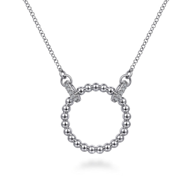 925 Sterling Silver Bujukan White Sapphire Open Circle Pendant Necklace
