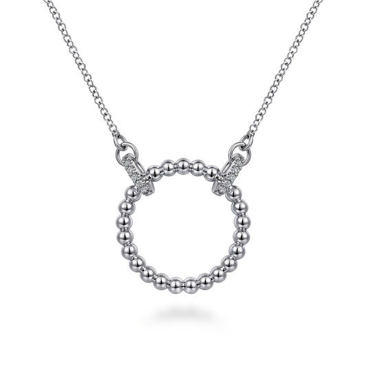 925 Sterling Silver Bujukan White Sapphire Open Circle Pendant Necklace