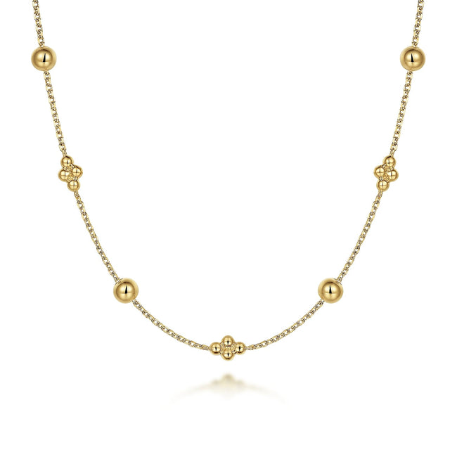 14K Yellow Gold Bujukan Bead Station Necklace