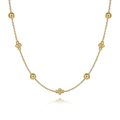 14K Yellow Gold Bujukan Bead Station Necklace