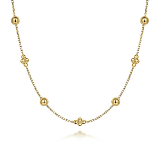 14K Yellow Gold Bujukan Bead Station Necklace