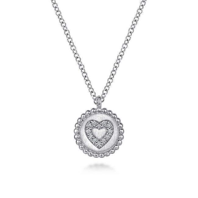 925 Sterling Silver Bujukan Diamond Heart Pendant Necklace