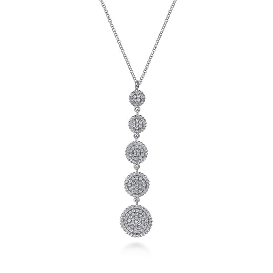 925 Sterling Silver White Sapphire Long Pendant Necklace