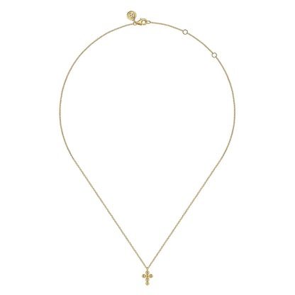 14K Yellow Gold Bujukan Cross Pendant Necklace