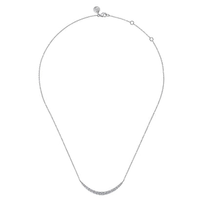 14K White Gold Prong Set Diamond Bar Necklace