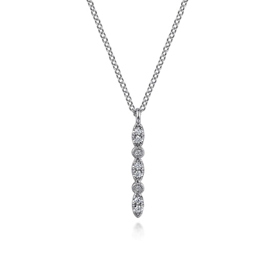 14K White Gold Diamond Bar Necklace