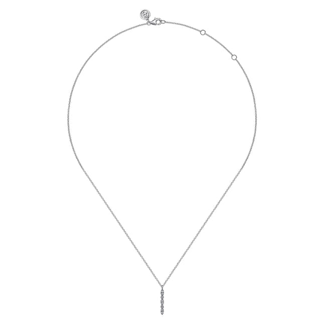 14K White Gold Diamond Bar Necklace