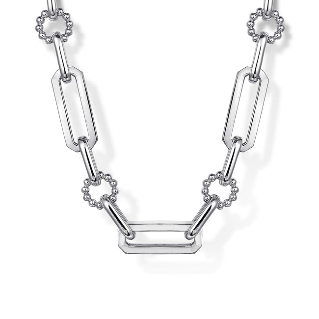 925 Sterling Silver Paper Clip Chain Necklace with Bujukan Connectors