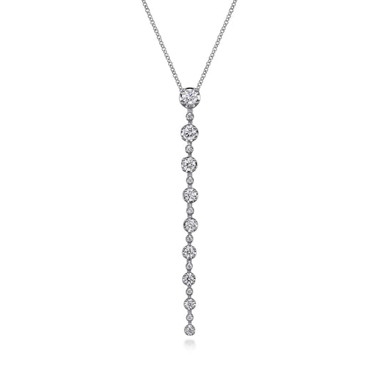 14K White Gold Diamond Vertical Bar Necklace