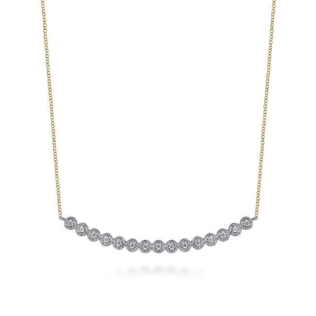 14K White and Yellow Gold Diamond Bar Necklace