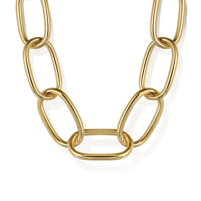 14K Yellow Gold Large Oval Link Chain Necklace