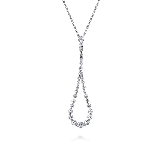 14K White Gold Diamond Pendant Teardrop Necklace