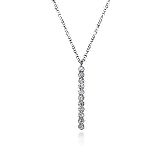 14K White Gold Diamond Vertical Bar Y Pendant Necklace