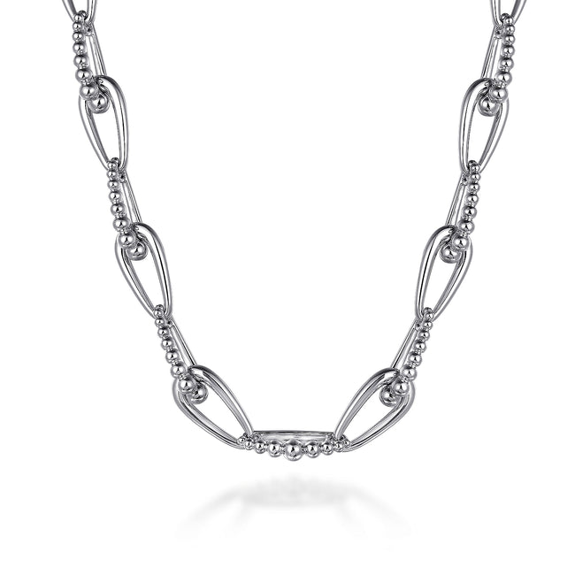 925 Sterling Silver Oval Link Chain Necklace with Bujukan Connectors