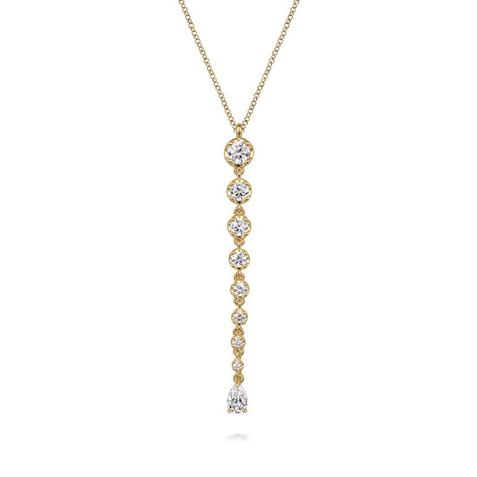 18K Yellow Gold Diamond Bar Necklace