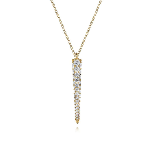18K Yellow Gold Vertical Diamond Bar Necklace