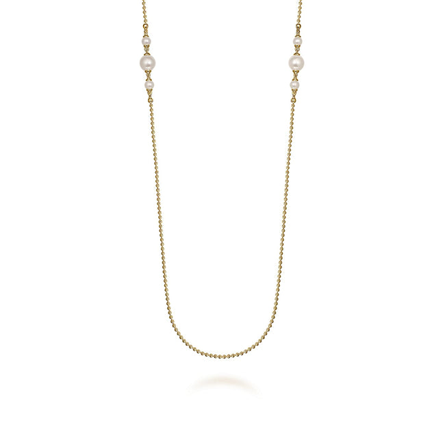 14K Yellow Gold Bujukan Pearl Station Necklace