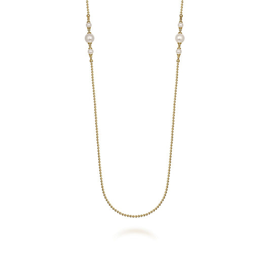 14K Yellow Gold Bujukan Pearl Station Necklace