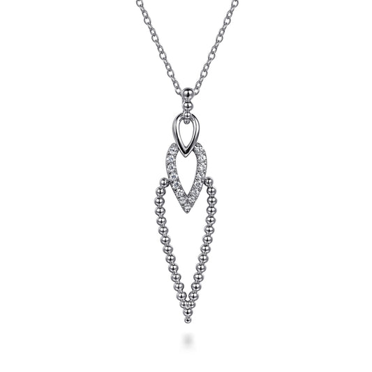 925 Sterling Silver Bujukan Beads and White Sapphire Pendant Drop Necklace
